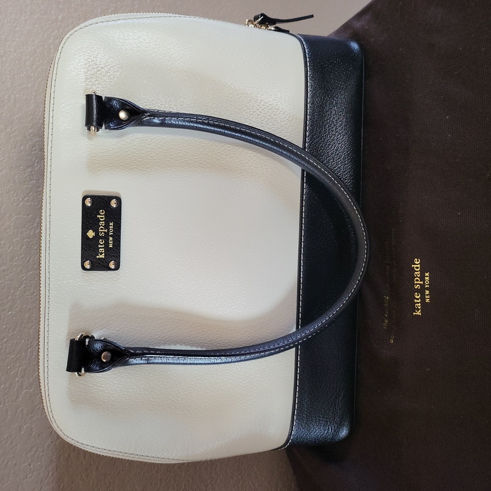 kate spade Cream and Black Leather Satchel